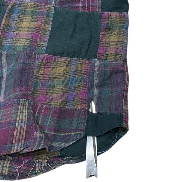 Vintage Structure Flannel Shirt Mens M Medium Plaid Button Up Patchwork 90s - Picture 5 of 7